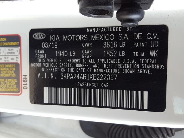 2019 KIA RIO S 3KPA24AB1KE222367