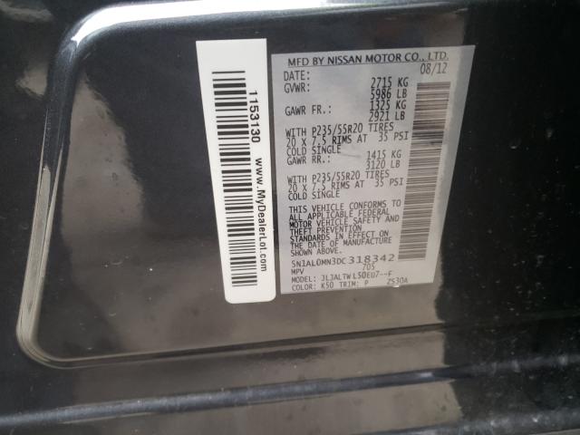 2013 INFINITI JX35 5N1AL0MN3DC318342