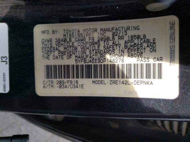 2013 TOYOTA COROLLA BA - 5YFBU4EE9DP148278
