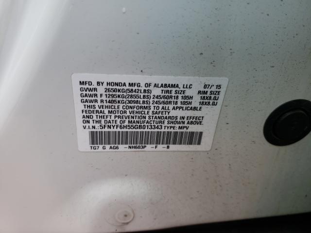 2016 HONDA PILOT EXL - 5FNYF6H55GB013343