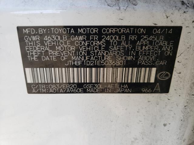 2014 LEXUS IS 250 JTHBF1D21E5036801