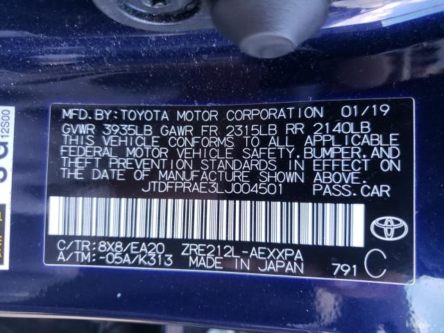 2020 TOYOTA COROLLA XL JTDFPRAE3LJ004501