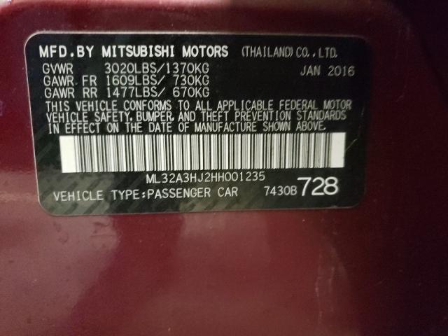 2017 MITSUBISHI MIRAGE ES ML32A3HJ2HH001235