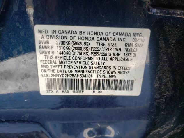 2010 ACURA MDX 2HNYD2H28AH534184