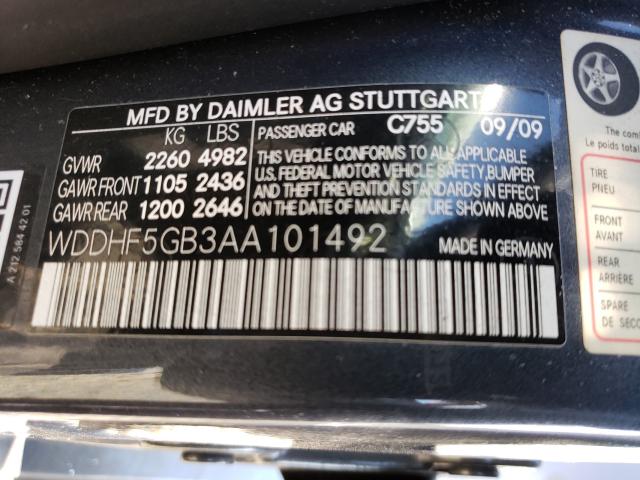 2010 MERCEDES-BENZ E 350 WDDHF5GB3AA101492