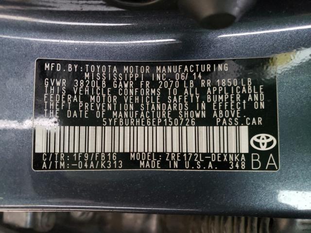 2014 TOYOTA COROLLA L 5YFBURHE6EP150726