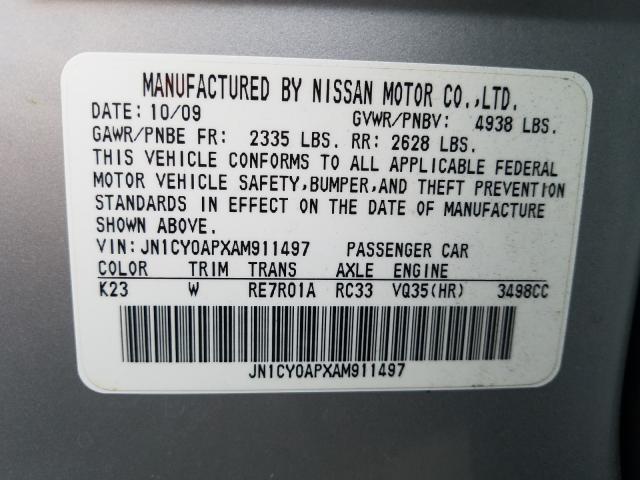 2010 INFINITI M35 BASE JN1CY0APXAM911497