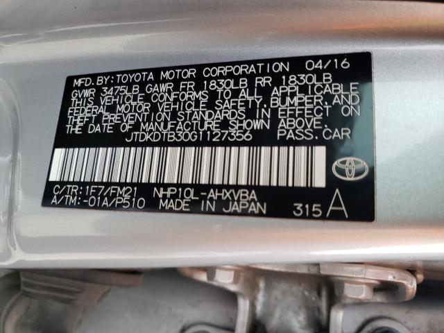 2016 TOYOTA PRIUS C JTDKDTB30G1127356