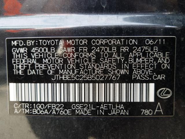 2011 LEXUS IS 350 JTHBE5C25B5027767