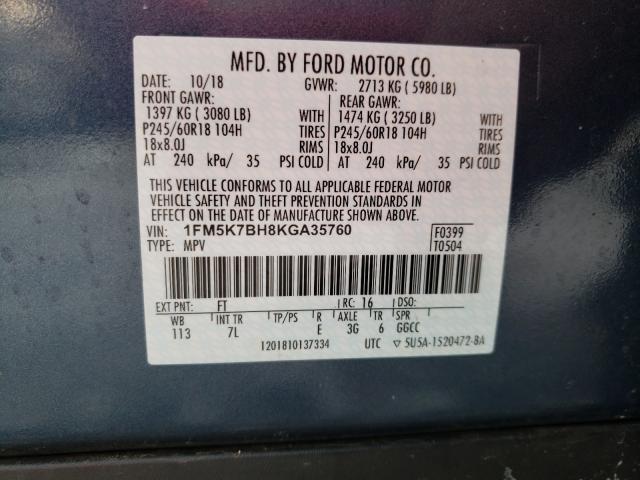 2019 FORD EXPLORER 1FM5K7BH8KGA35760