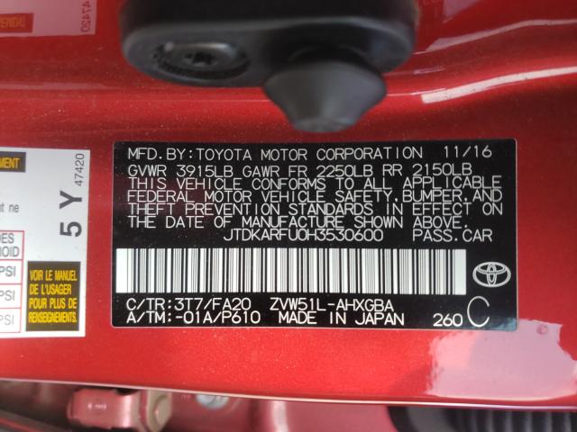 2017 TOYOTA PRIUS - JTDKARFU0H3530600