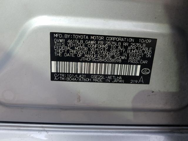 2010 LEXUS IS 250 JTHCF5C28A5038598