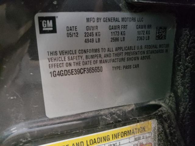 2012 BUICK LACROSSE P 1G4GD5E39CF365650