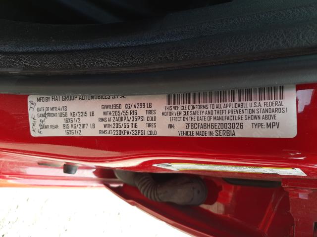 2014 FIAT 500L EASY ZFBCFABH6EZ003026