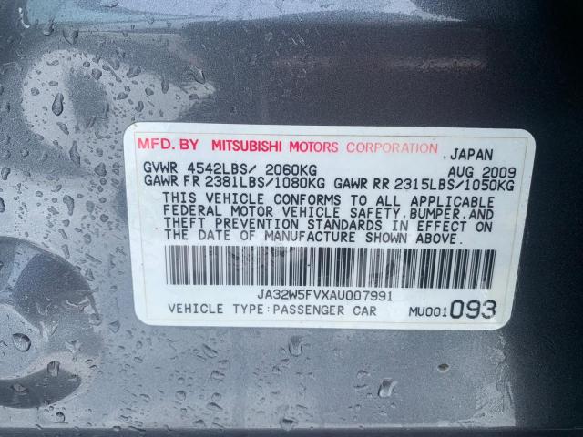 2010 MITSUBISHI LANCER EVO JA32W5FVXAU007991