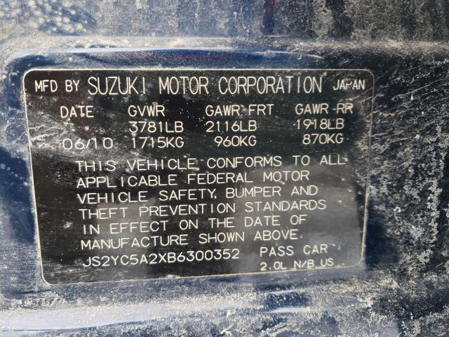 2011 SUZUKI SX4 LE JS2YC5A2XB6300352