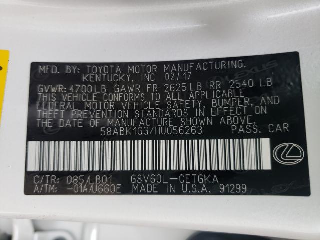 2017 LEXUS ES 350 58ABK1GG7HU056263