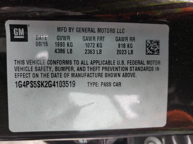 2016 BUICK VERANO 1G4PS5SK2G4103519