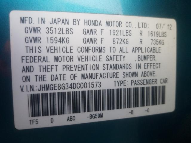 2013 HONDA FIT JHMGE8G34DC001573