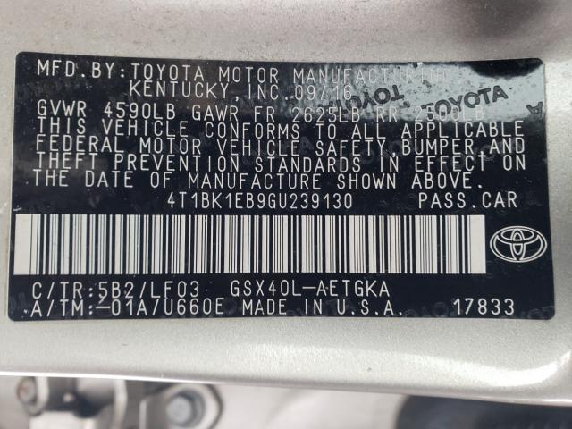 2016 TOYOTA AVALON XLE 4T1BK1EB9GU239130