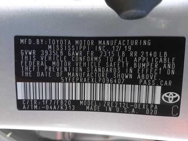 2020 TOYOTA COROLLA LE 5YFEPRAEXLP096407