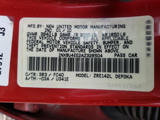 2010 TOYOTA COROLLA BA 1NXBU4EE2AZ328504