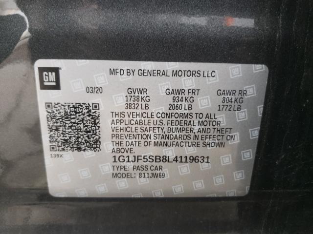 2020 CHEVROLET SONIC PREM 1G1JF5SB8L4119631