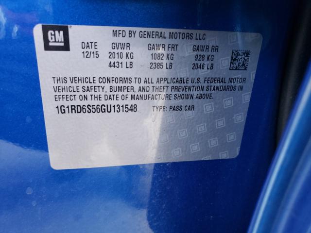 2016 CHEVROLET VOLT LTZ 1G1RD6S56GU131548