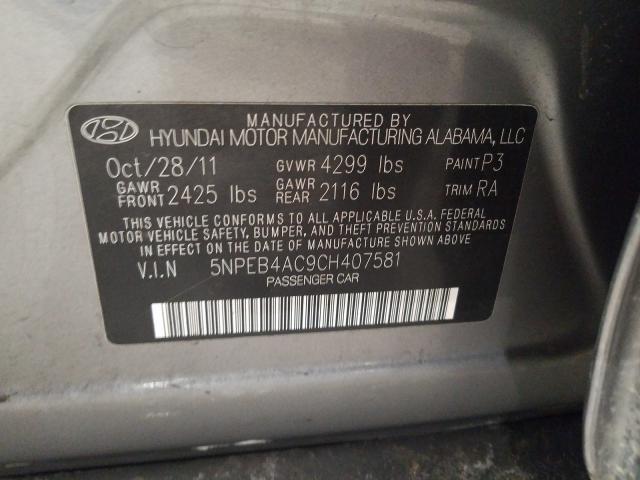 2012 HYUNDAI SONATA 5NPEB4AC9CH407581