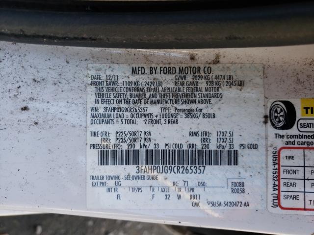 2012 FORD FUSION SEL - 3FAHP0JG9CR265357