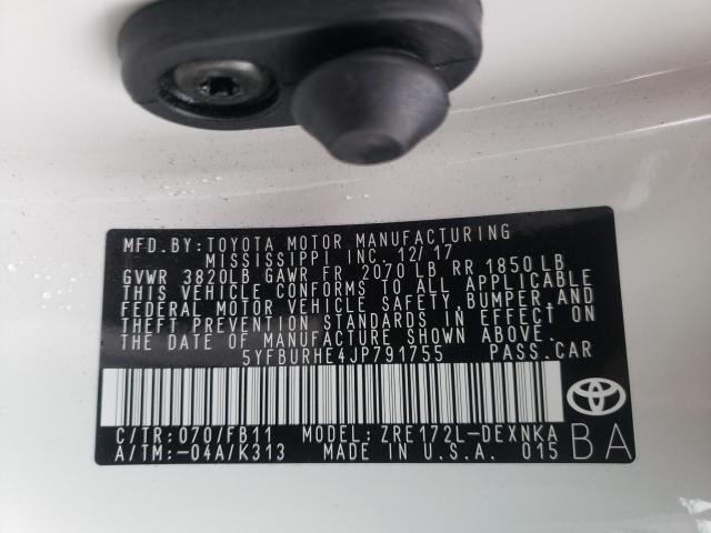 2018 TOYOTA COROLLA L - 5YFBURHE4JP791755