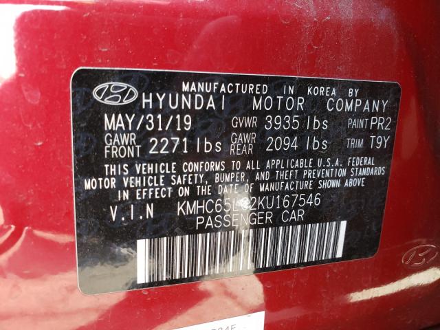 2019 HYUNDAI IONIQ BLUE KMHC65LC2KU167546