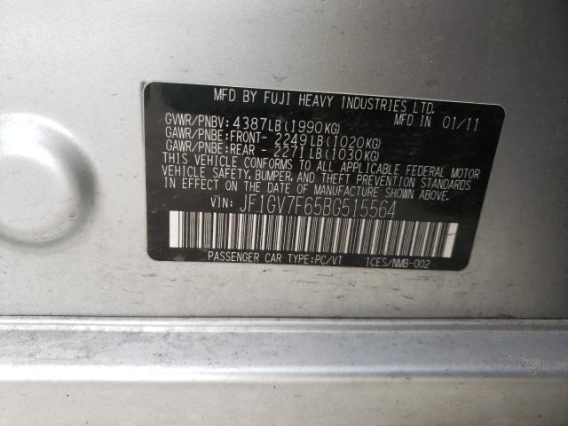 2011 SUBARU IMPREZA WR JF1GV7F65BG515564