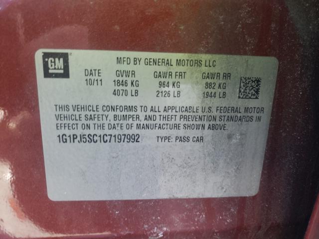 2012 CHEVROLET CRUZE ECO 1G1PJ5SC1C7197992