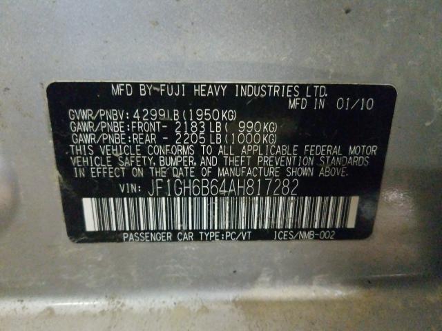 2010 SUBARU IMPREZA 2. JF1GH6B64AH817282