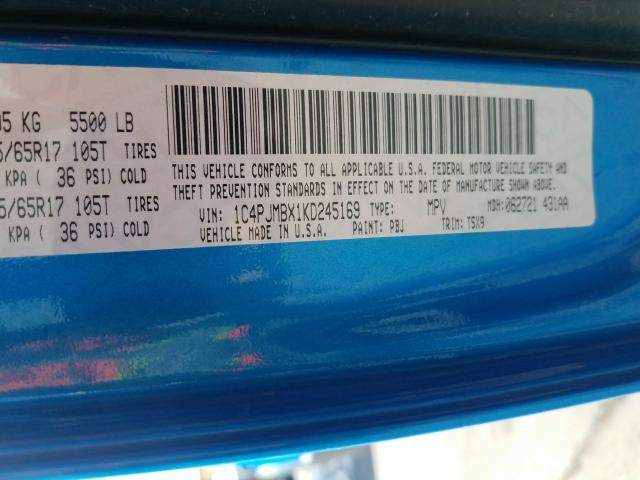 2019 JEEP CHEROKEE T 1C4PJMBX1KD245169