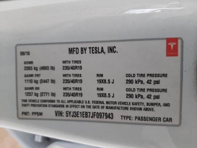 2018 TESLA MODEL 3 5YJ3E1EB7JF097943