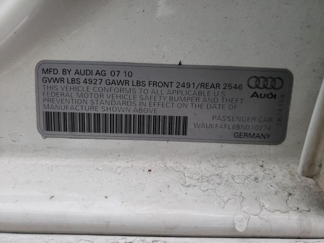 2011 AUDI A4 PRESTIG WAUKFAFL6BN010274