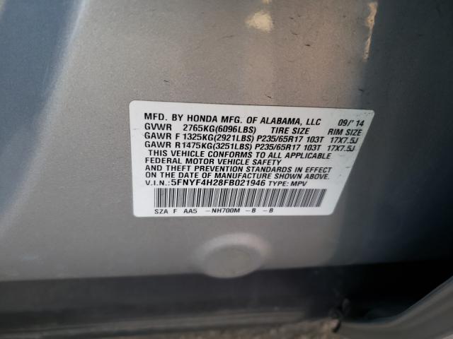2015 HONDA PILOT LX 5FNYF4H28FB021946