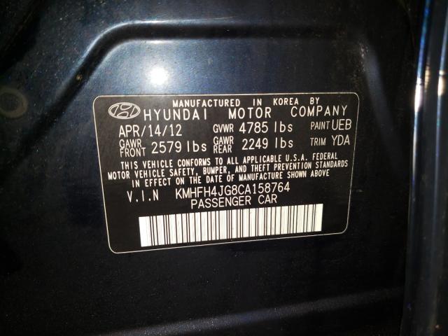 2012 HYUNDAI AZERA GLS KMHFH4JG8CA158764