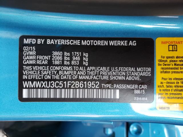 2015 MINI COOPER S WMWXU3C51F2B61952