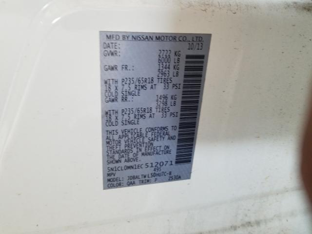 2014 INFINITI QX60 HYBRI 5N1CL0MN1EC512071