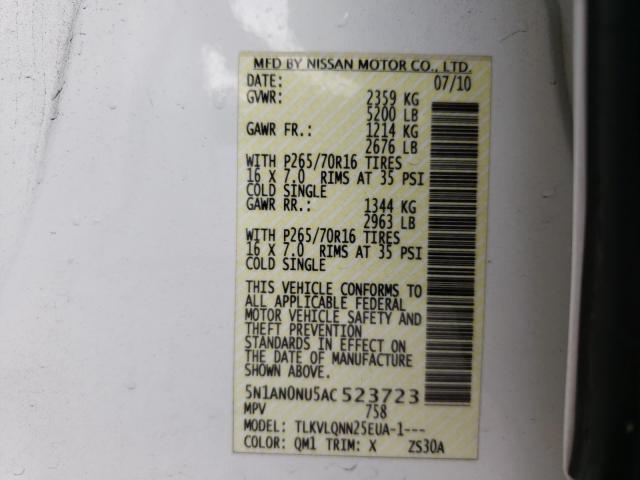 2010 NISSAN XTERRA OFF 5N1AN0NU5AC523723
