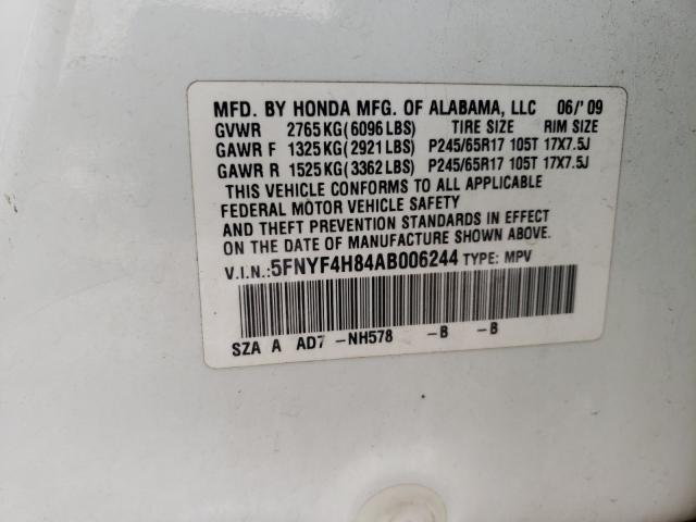 2010 HONDA PILOT TOUR 5FNYF4H84AB006244