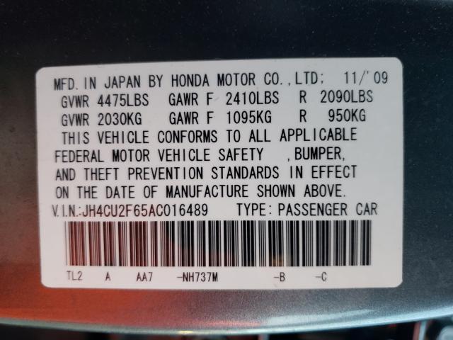 2010 ACURA TSX JH4CU2F65AC016489
