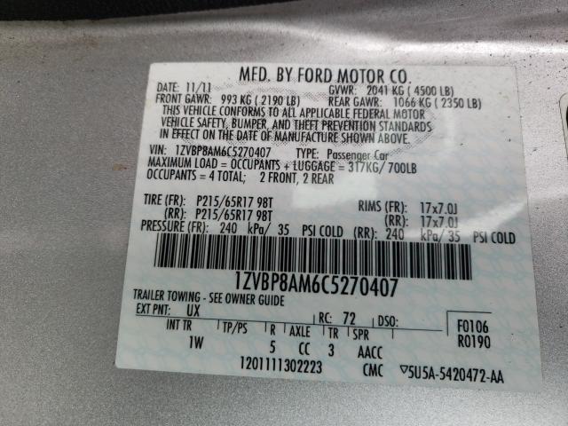 2012 FORD MUSTANG - 1ZVBP8AM6C5270407