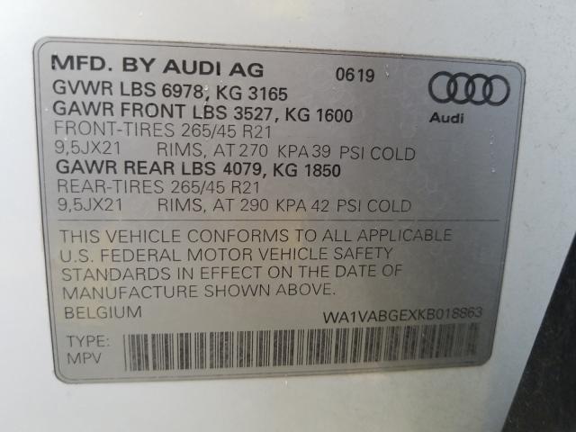 2019 AUDI E-TRON PRE WA1VABGEXKB018863