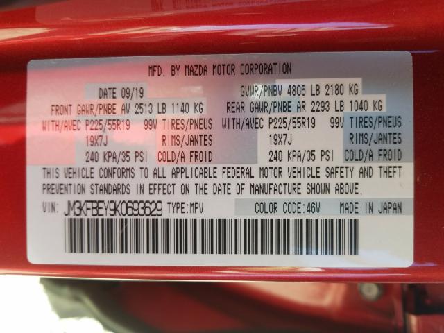 2019 MAZDA CX-5 SIGNA JM3KFBEY9K0693629