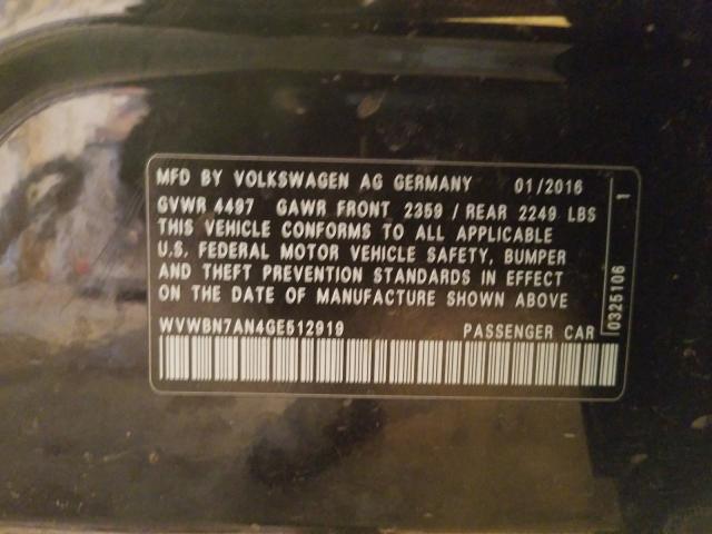 2016 VOLKSWAGEN CC BASE WVWBN7AN4GE512919