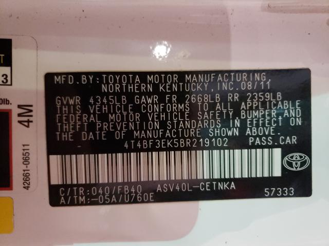 2011 TOYOTA CAMRY BASE 4T4BF3EK5BR219102